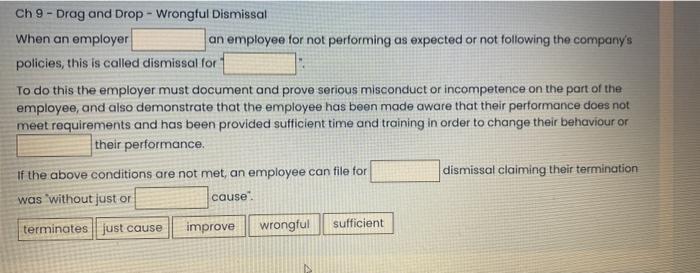 Ch 9 - Drag and Drop - Wrongful Dismissal When an