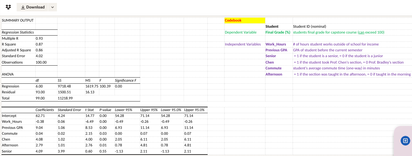 \& Download (use the provided Excel file for this