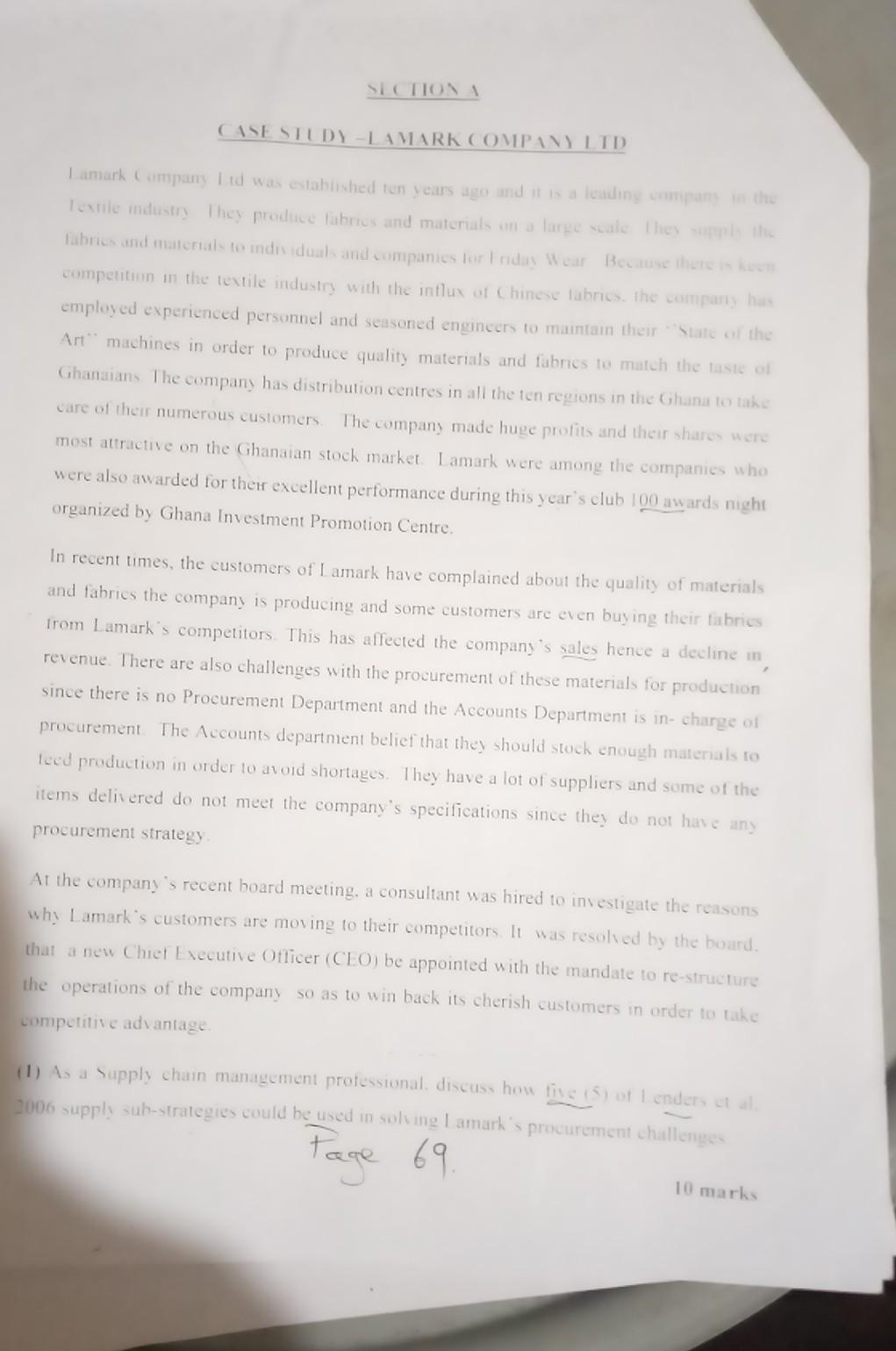 SICTION CASE STUDY LAMARK COMPLV) LID Lamark