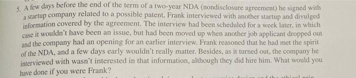 5. A few days before the end of the term of a