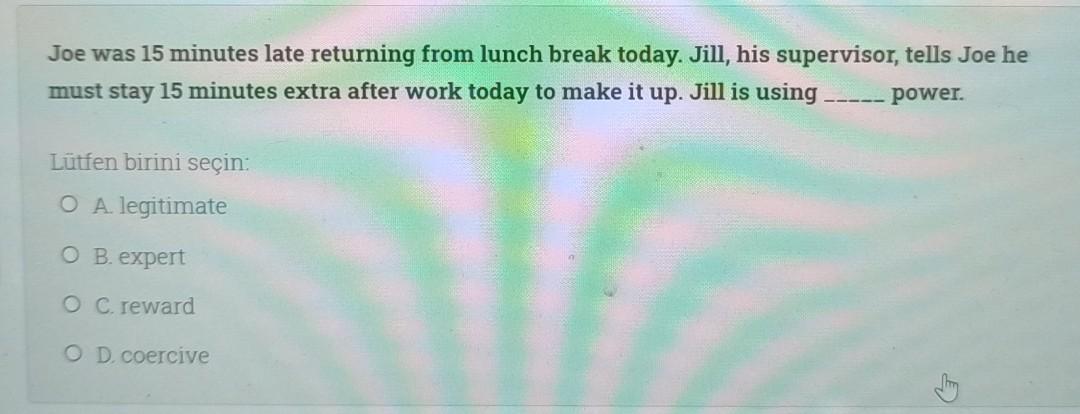 Joe was 15 minutes late returning from lunch