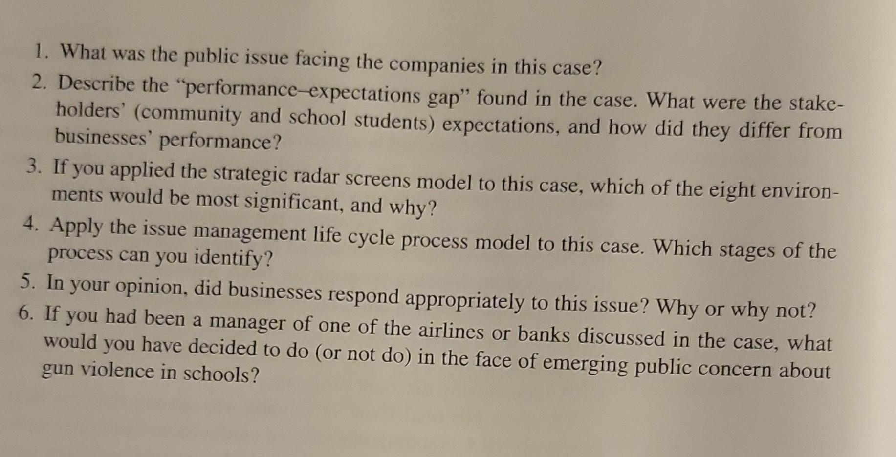 1. What was the public issue facing the companies
