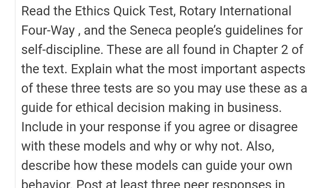 Read the Ethics Quick Test, Rotary International