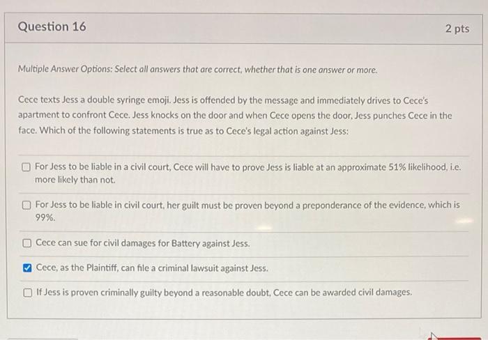 D Question 15 2 pts Multiple Answer Options: