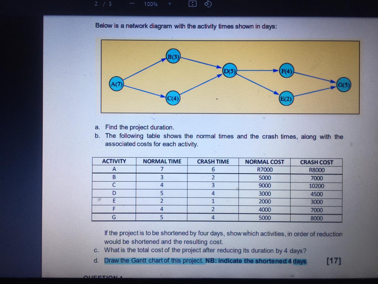 2 / 3 100% Below is a network diagram with the