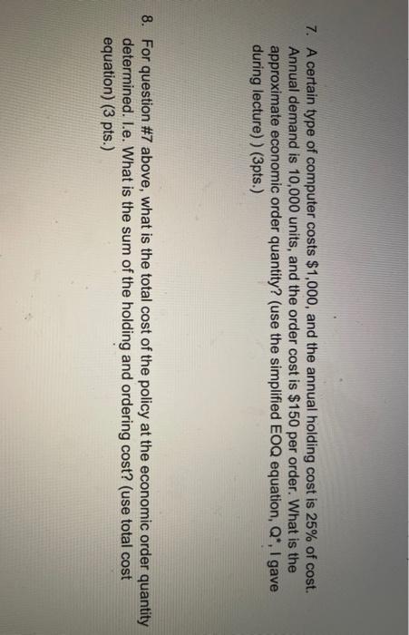 7. A certain type of computer costs $1,000, and