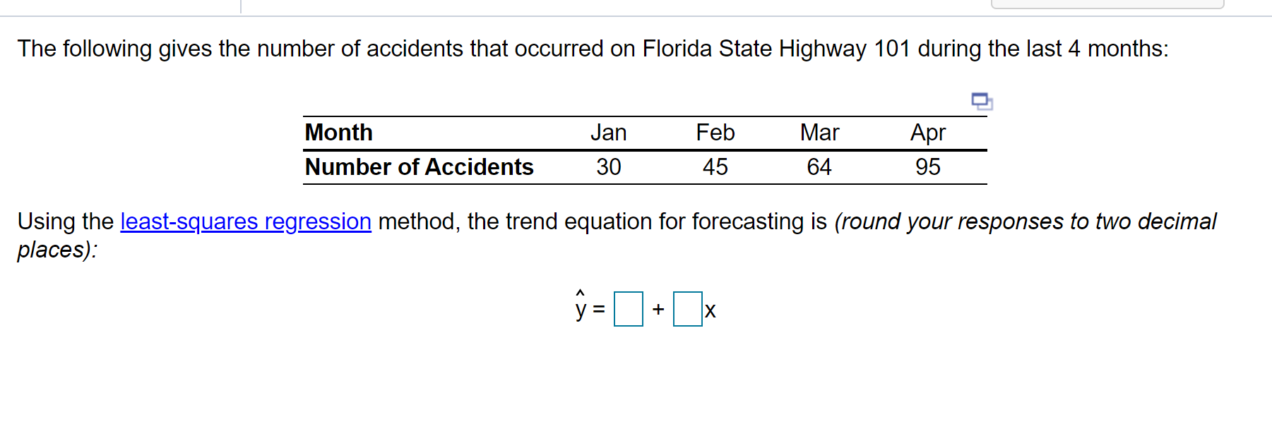 The following gives the number of accidents that