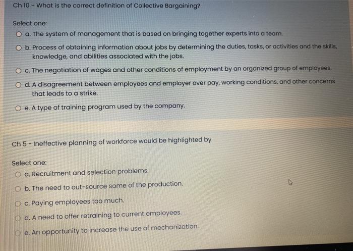 Ch 9 - What is wrongful dismissal? Select one: O