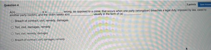 Question 4 2 points Save A Ain) is a wrong, as