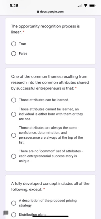 9:26 docs.google.com The opportunity recognition