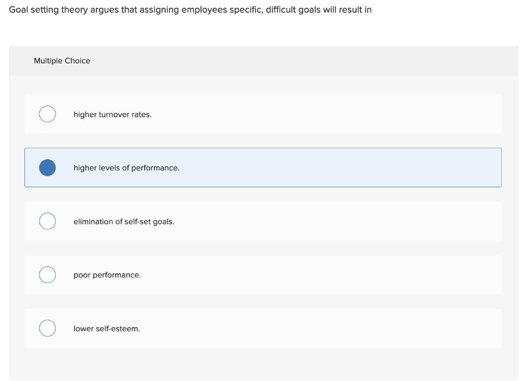 Goal setting theory argues that assigning