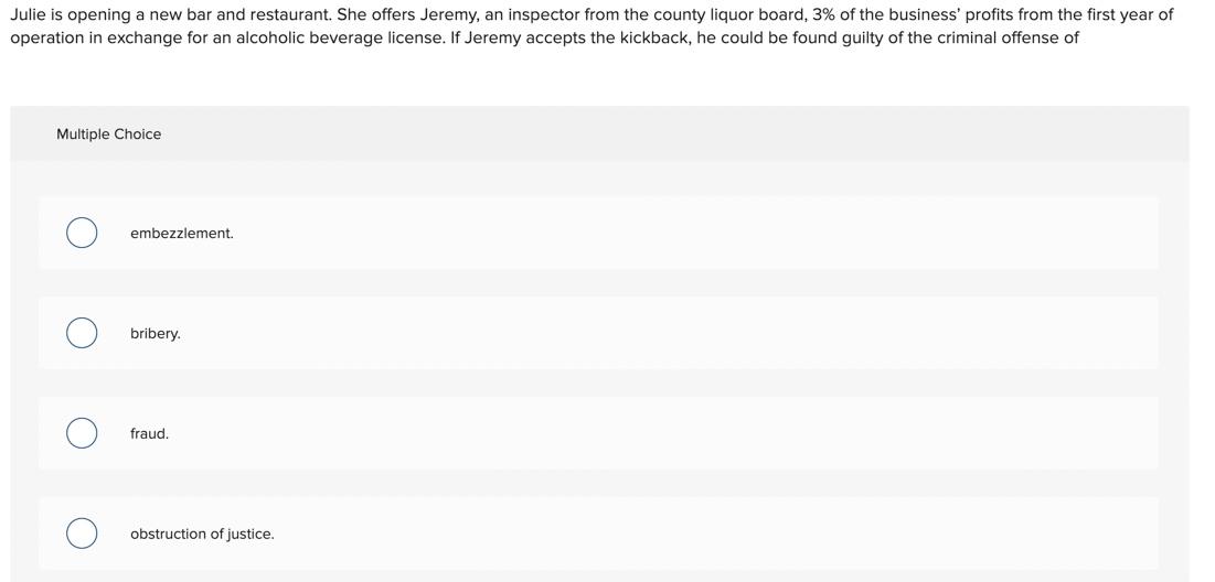 Julie is opening a new bar and restaurant. She