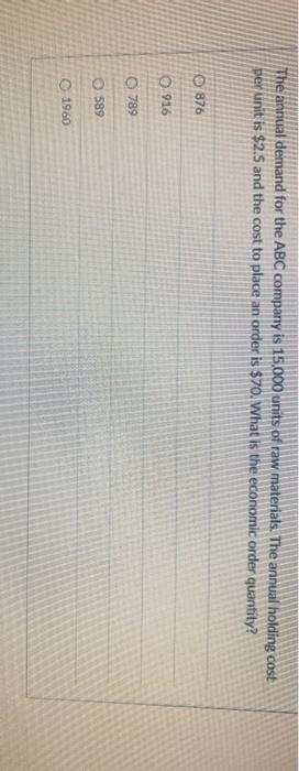 The annual demand for the ABC company is 15.000