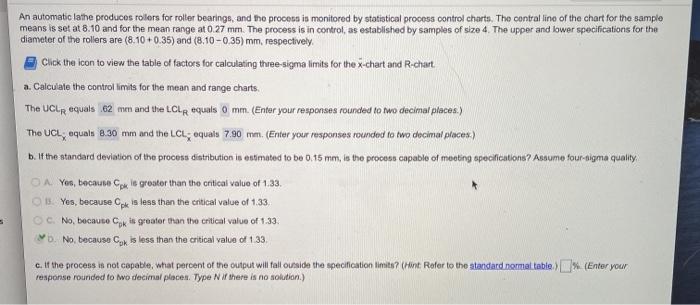 need the answer to part C An automatic lathe