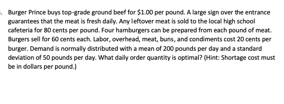 Burger Prince buys top-grade ground beef for