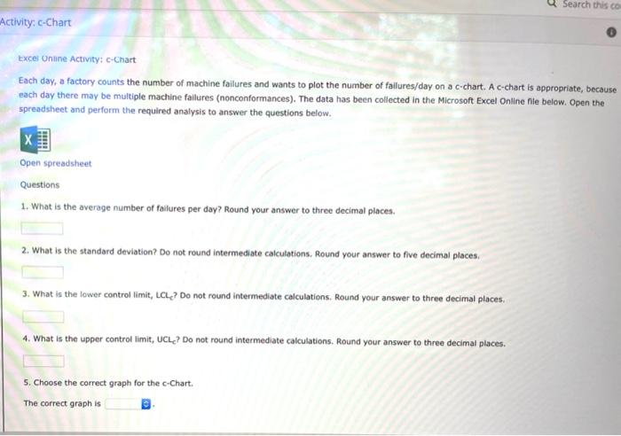 Search this co Activity: c-Chart Excel Online