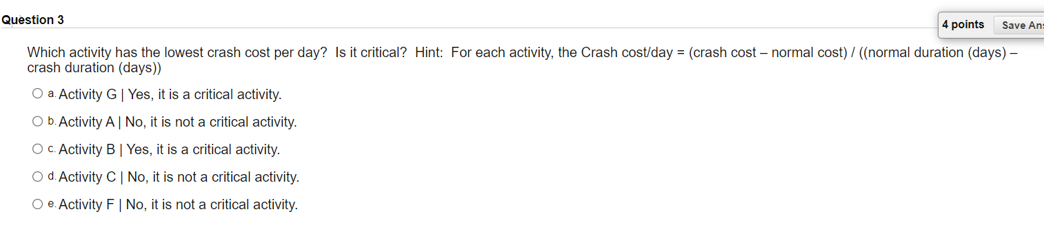 Use the information in the following table to