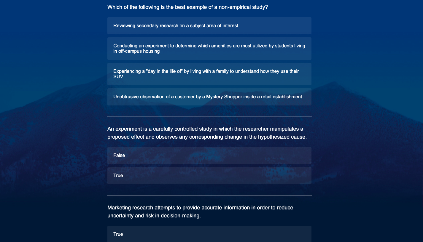 Last question is True or False Which of the