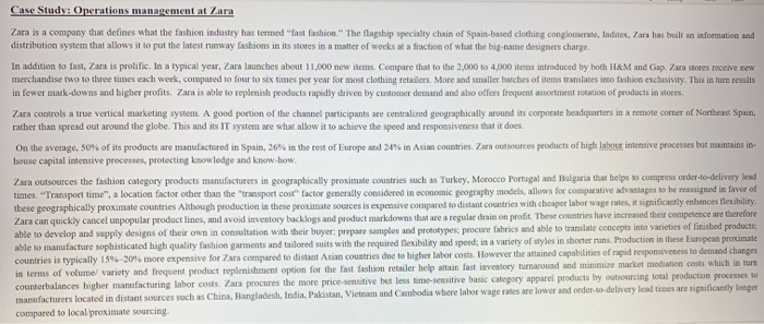 what are the five performance objectives of Zara