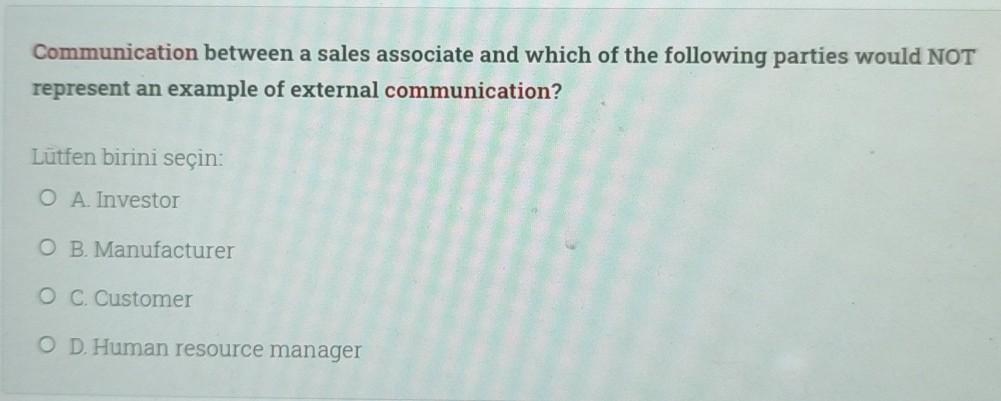 Communication between a sales associate and which