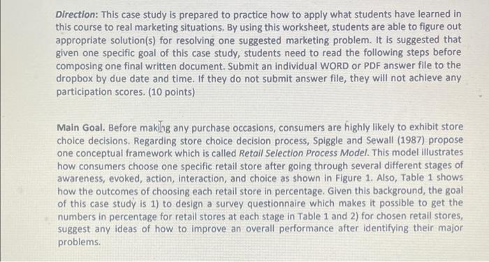 consumer and market behavior Direction: This case