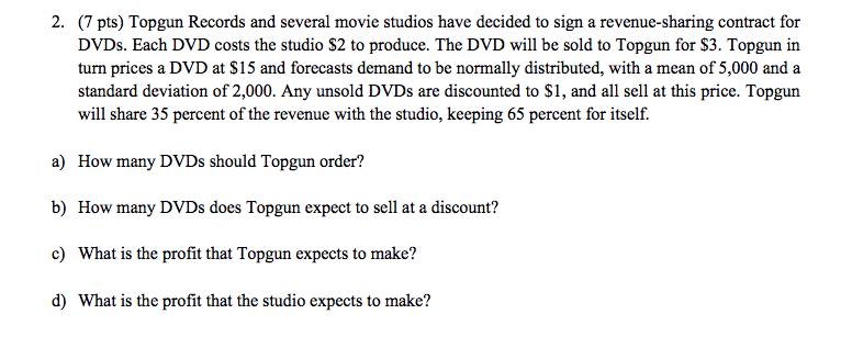 2. (7 pts) Topgun Records and several movie