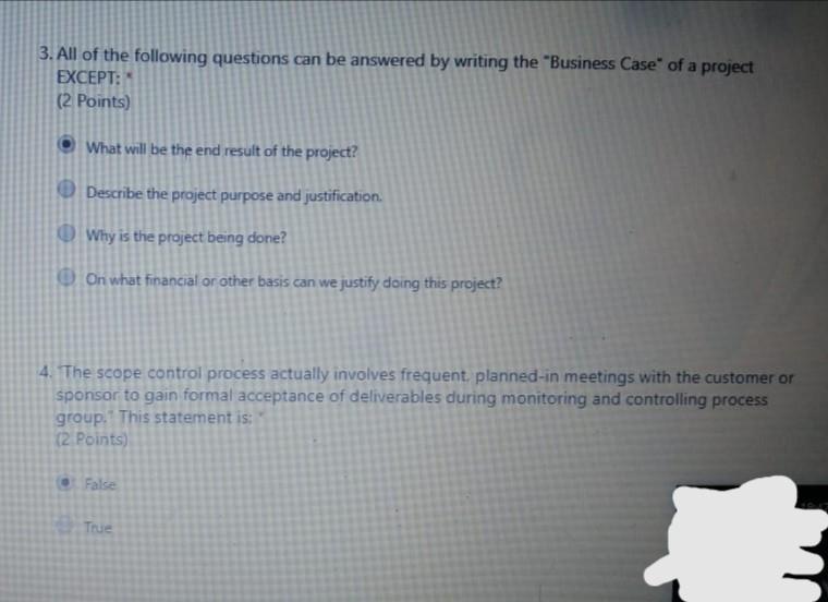 3. All of the following questions can be answered