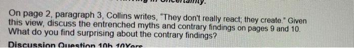 On page 2, paragraph 3, Collins writes, "They