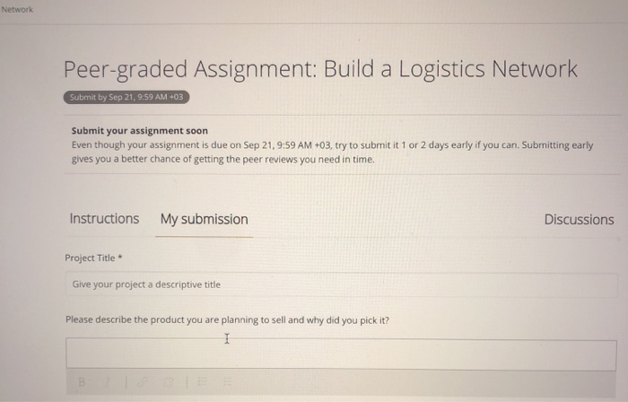 Network Peer-graded Assignment: Build a Logistics