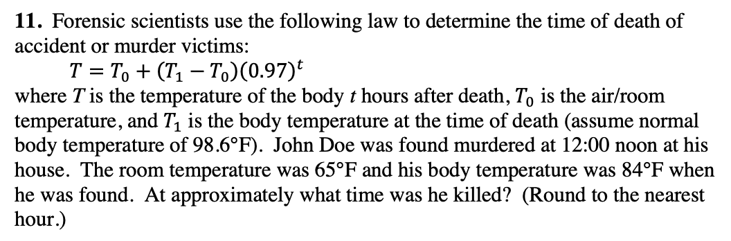 Answer: 5:00 the day before What is the work?