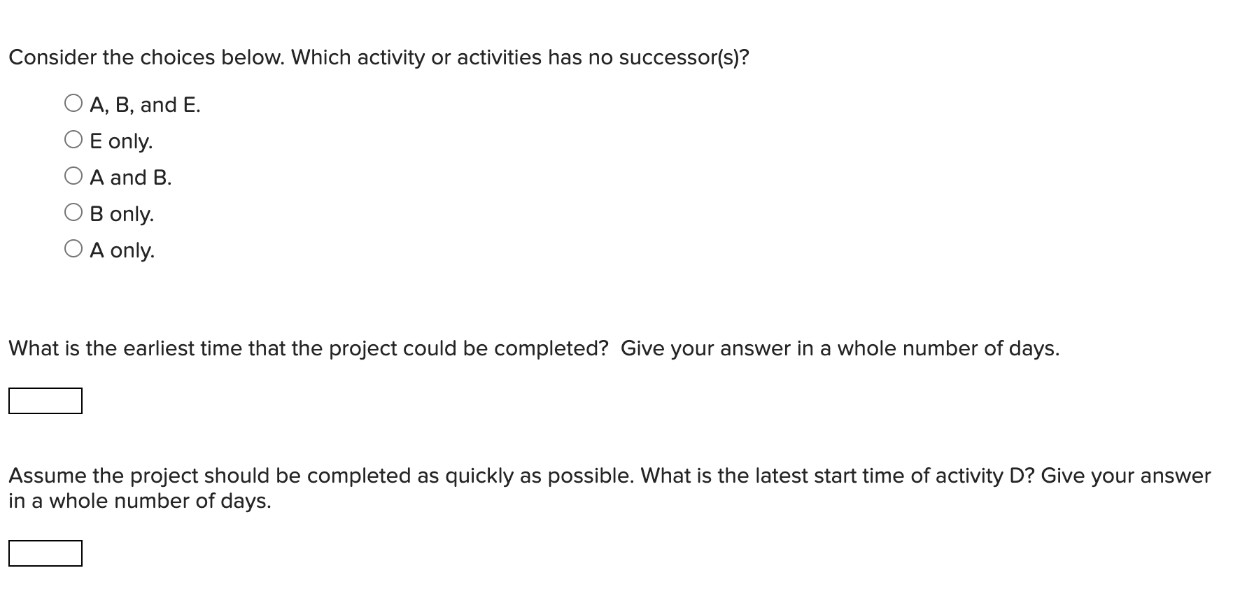 The following dependency matrix represents a