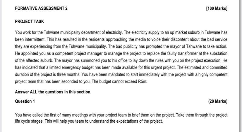 please answer question 1 fully PROJECT TASK You