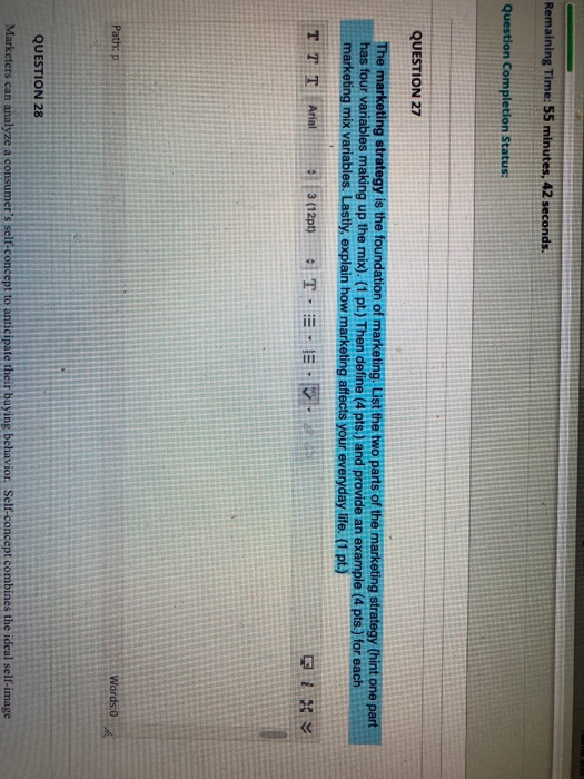 Remaining Time: 55 minutes, 42 seconds. Question
