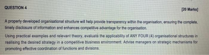 please answer question in full. 20 marks.