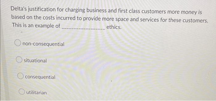Delta's justification for charging business and