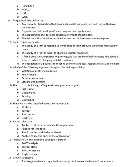 1. Which of the following is a characteristics of