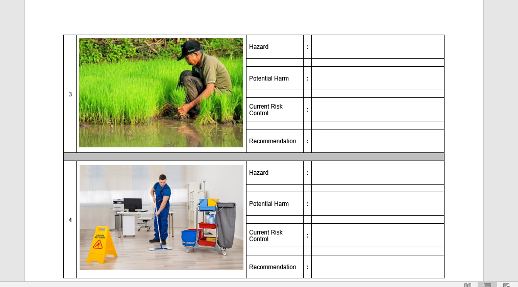 Examine each picture. Identify ONE (1) hazard,