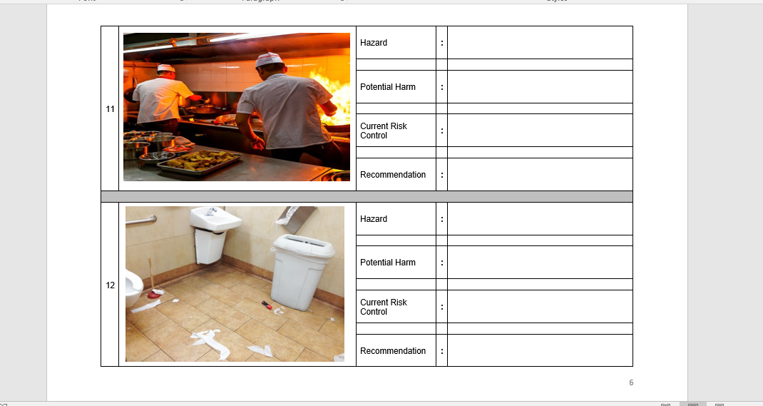 Examine each picture. Identify ONE (1) hazard,