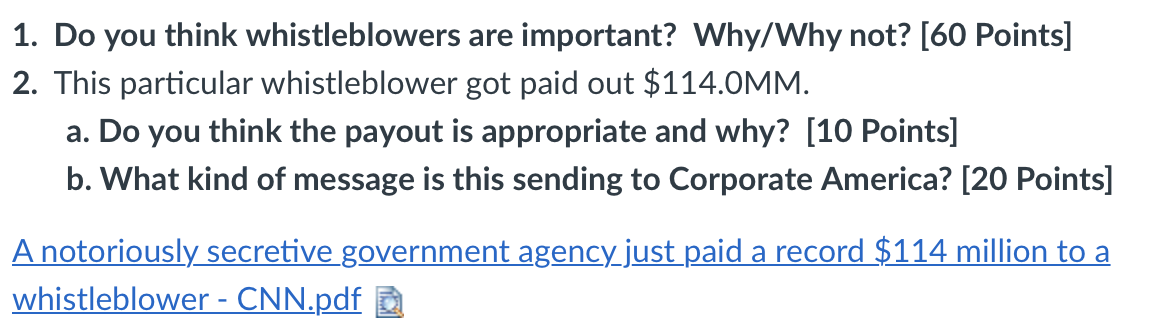 1. Do you think whistleblowers are important?