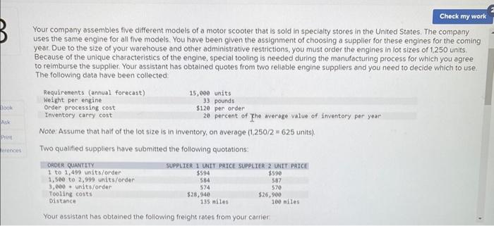 Your company assembles five different models of a