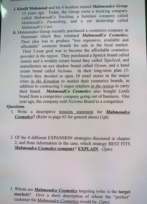 i. Khalil Mahmoud and his 4 brothers started