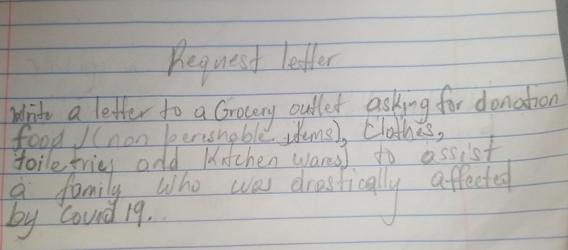 help please... Request letter write a letter to a