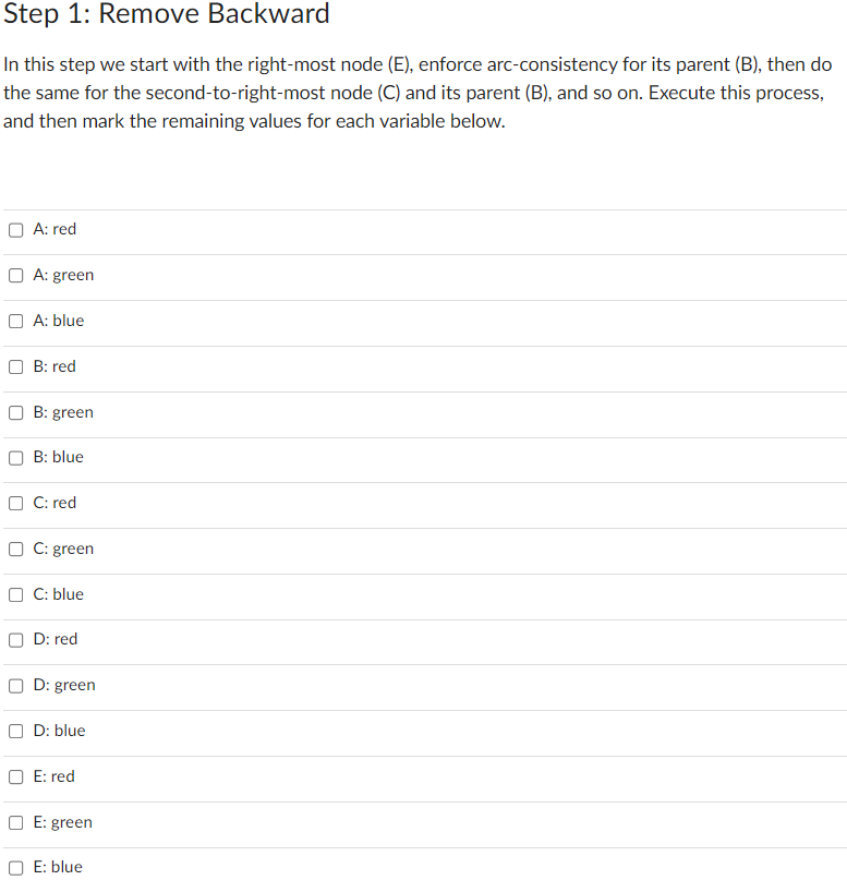 Consider the following tree-structured CSP that