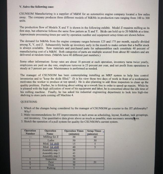 V. Solve the following case: CSUNSOM