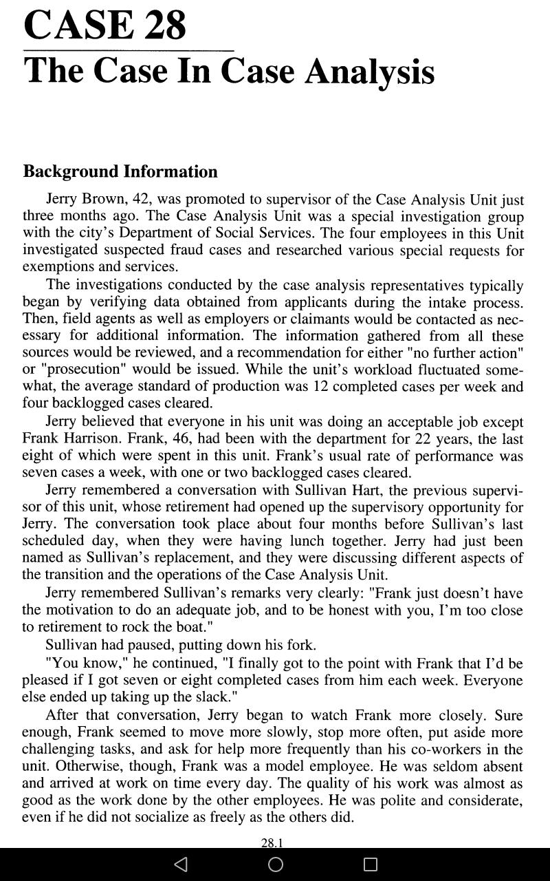 CASE 28 The Case In Case Analysis Background