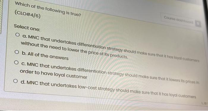 Course dashboard Which of the following is true?