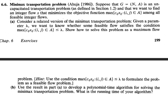 6.6. Minimax transportation problem (Ahuja