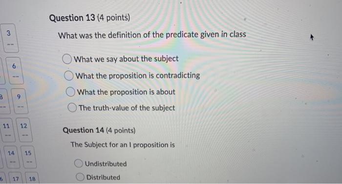 Question 13 (4 points) 3 3 What was the