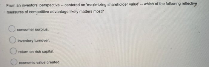 From an investors' perspective -- centered on