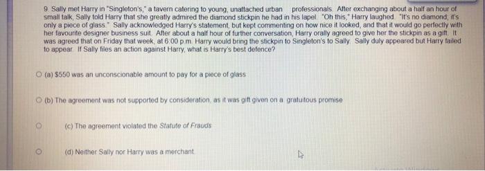 This is a blaw question 9 Sally met Harry in